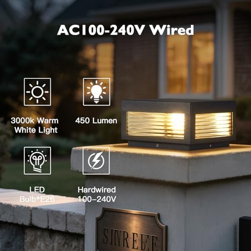 Outdoor Post Lights Hard Wired, 9.84" Outdoor Pillar Lights