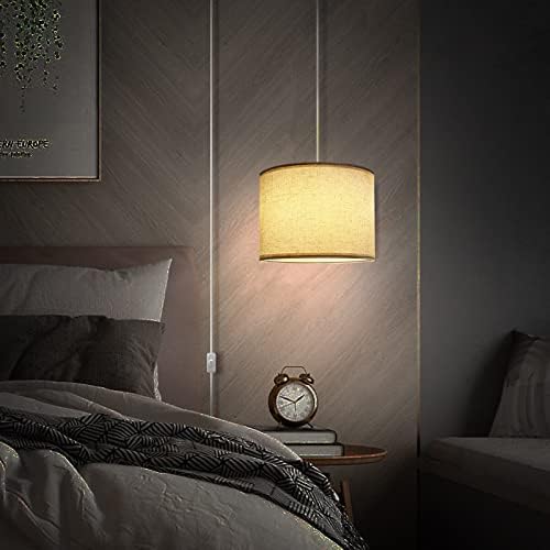 KUAUGST Plug in Pendant Light, 15 FT Cord, Beige