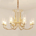 E14 Gold Glass Chandelier, 6 Heads