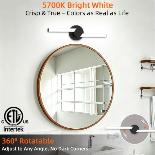 20 Inch Black LED Bathroom Vanity Light