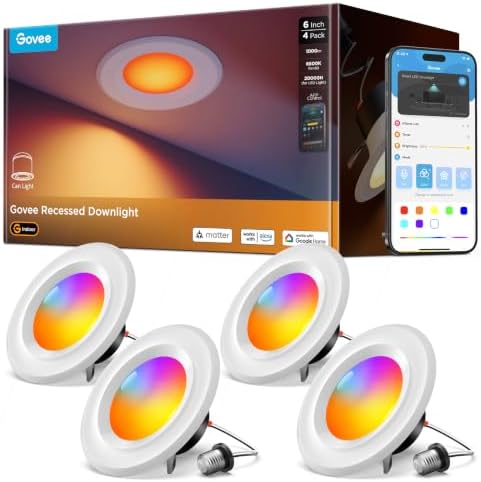 Govee Smart Retrofit 6 Inch Recessed Lighting, 4 Pack