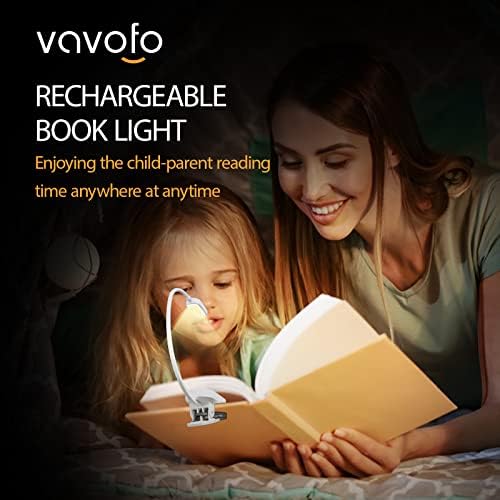 VAVOFO Rechargeable Book Light, 14 LEDs, White-Black