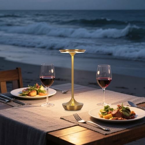 EJQ Rechargeable Cordless LED Table Lamps, Set of 2, Gold