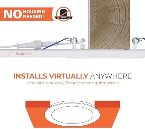 HALO HLB 4-Inch Canless LED Recessed Lighting, 2 Trims