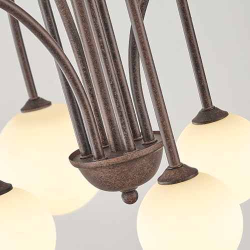 CATINER Modern 40" 6-Light Brown Sputnik Chandelier