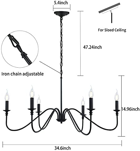 Miluolan Black 6-Light Farmhouse Chandelier