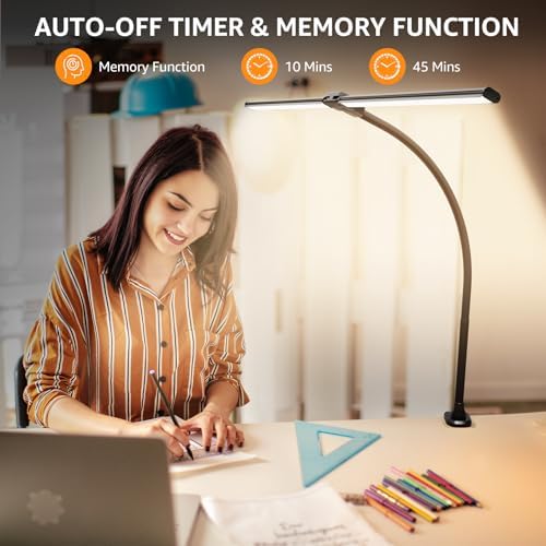 ShineTech LED Desk Lamp with Clamp, 25 Lighting Modes