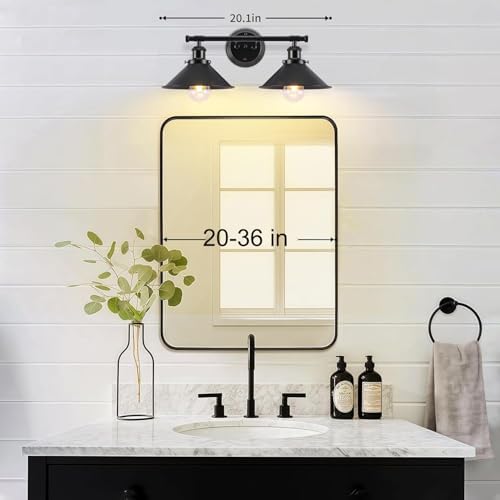 Black 2-Light Farmhouse Bathroom Vanity Light