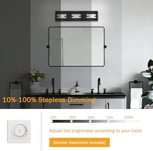 3-Light Matte Black LED Bathroom Vanity Light