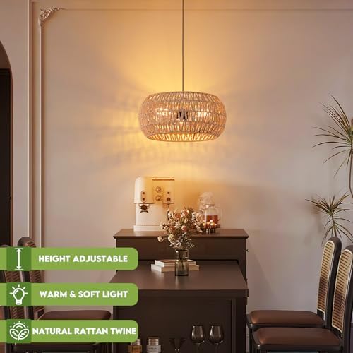 3-Light Rattan Pendant Light with Woven Shade