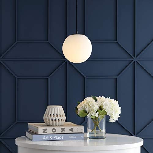 JONATHAN Y Bleecker Globe Pendant, 7.75" White/Oil Rubbed Bronze