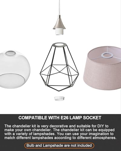 Vintage Brushed Nickel Pendant Light Kit, E26 Socket