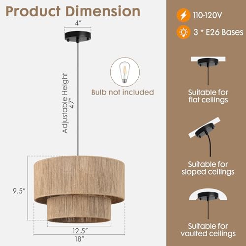 18 Inch Rattan Woven Pendant Light