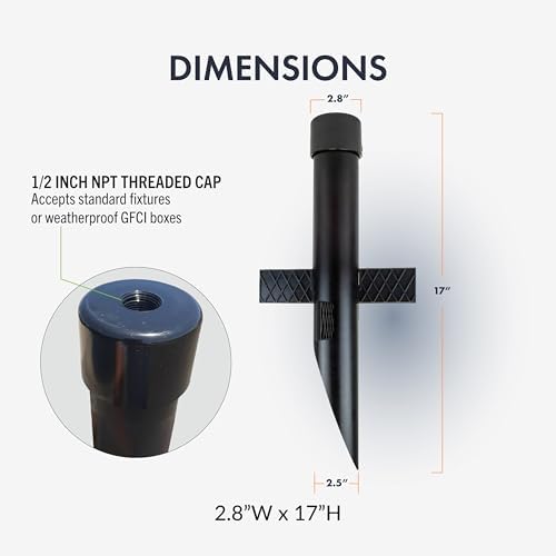 17" Outdoor Landscape Lighting Mounting Post, MPOST17