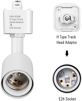 mirrea H-Type Track Lighting to E26 Adapter, 3-Pack