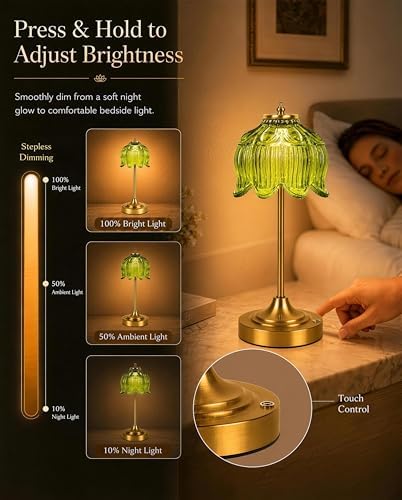 Lotus Flower Cordless Rechargeable Table Lamp, 3 Color Modes