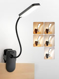 Clip on Light,9 Brightness+5 Color Rechargeable Lamp,48 LED Small Desk