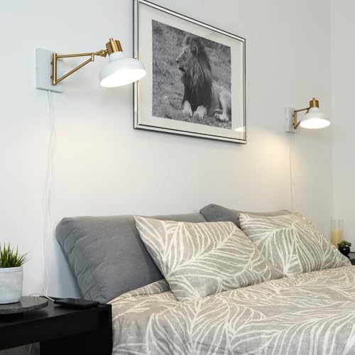 Globe Electric 51344 Swing Arm Wall Sconce, White