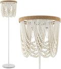 VILUXY 3-Light Boho Wood Beaded Floor Lamp