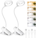 CUHIOY Rechargeable Clip-On Reading Lights, 2 Pack, White
