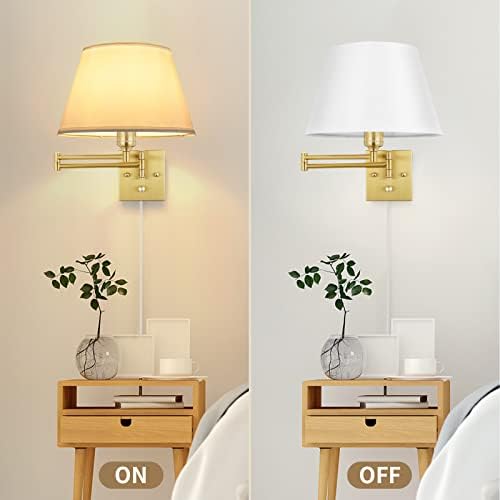 TRLIFE Dimmable Brushed Brass Wall Sconces, Set of 2