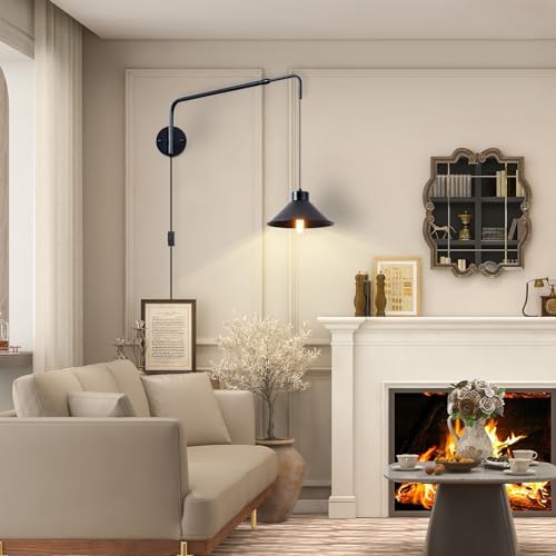 Black Swing Arm Wall Sconce, 34.64" Rod