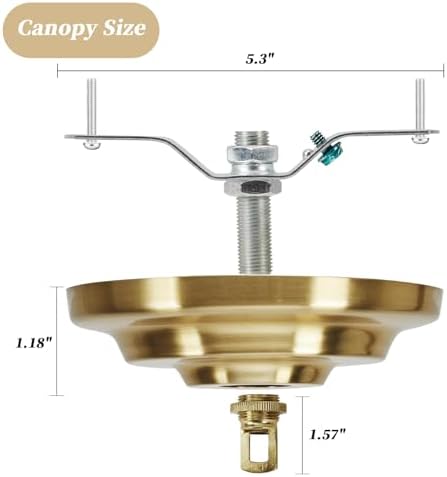 5.3 Inches Brass Light Fixture Canopy Kit