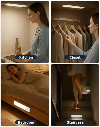 3-Pack 12 Inch Rechargeable Motion Sensor Under Cabinet Lights