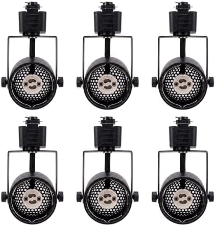 CLOUDY BAY 6-Pack H-Type GU10 Track Lighting Heads, Black