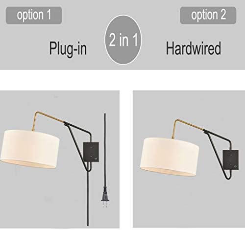 HOLKIRT Modern Swing Arm Wall Sconce, Off-White 13.77"