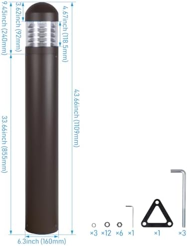 LEONLITE 3CCT LED Bollard Pathway Light, 43"