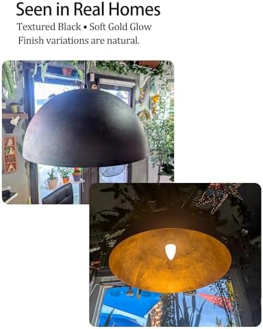 15 Inch Black and Gold Pendant Light