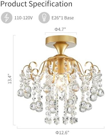WUZUPS Crystal Chandelier Flushmount Ceiling Light Modern Lighting