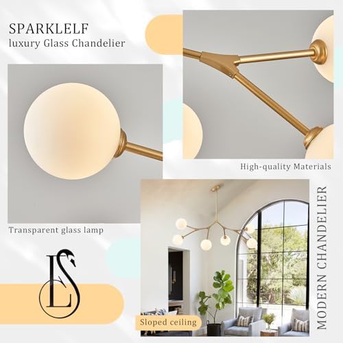 Modern 6 Lights Sputnik Chandelier for Dining Room L45in Gold Pendant