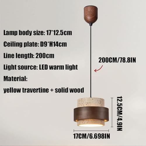 Vintage Natural Stone Pendant Light, Walnut