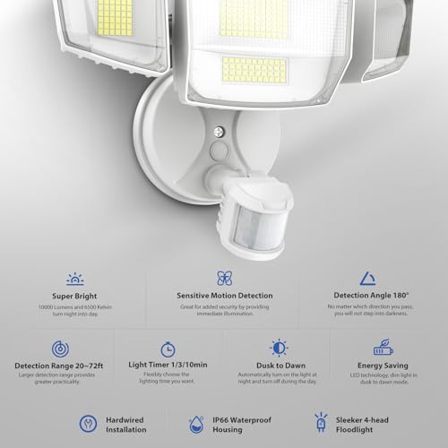 Onforu 90W Motion Sensor Outdoor LED Flood Light