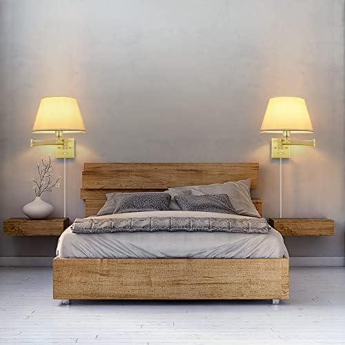 TRLIFE Dimmable Brushed Brass Wall Sconces, Set of 2