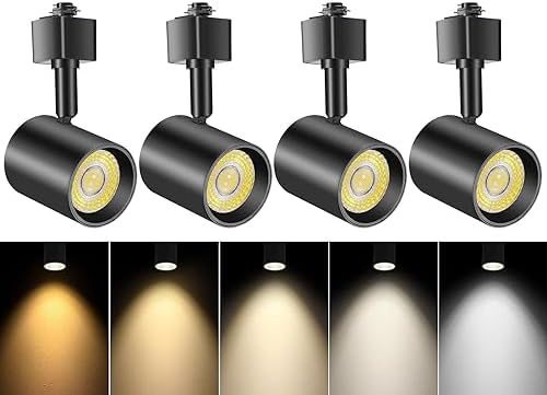 VANoopee 5-Color H-Type LED Track Heads, 4-Pack Black
