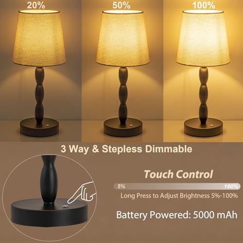 CASTLELIFE Rechargeable Cordless Table Lamp, Black