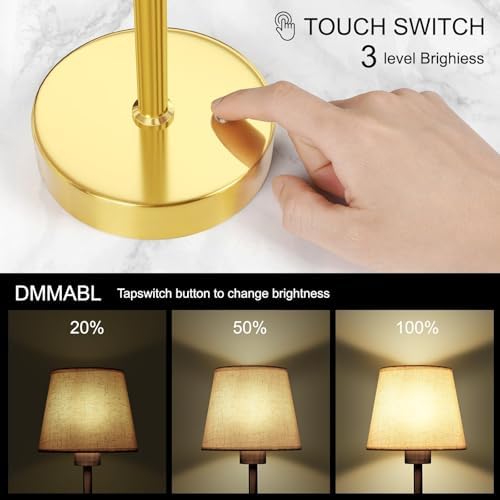 FRIDEKO HOME Gold Rechargeable Table Lamp, 15.7in