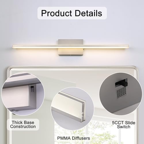 31.5 inch Brushed Nickel LED Bathroom Vanity Light