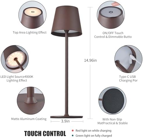 BGFHome 2 Pack Cordless Rechargeable LED Table Lamps