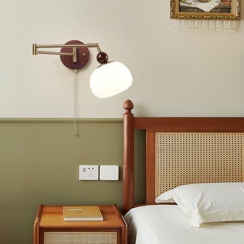 Vintage Swing Arm Plug-In Wall Sconce, Antique
