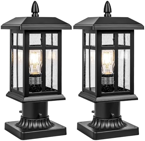 Brilvibera 2 Pack Black Outdoor Post Light