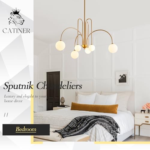 CATINER 40-Inch 6-Light Gold Sputnik Chandelier