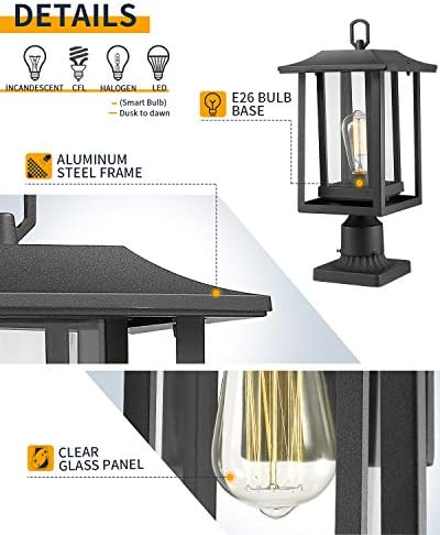 Beionxii A197P-2PK 110-120V Outdoor Post Lights