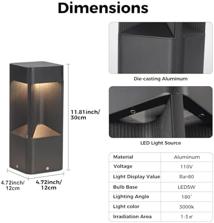 3000K Black LED Landscape Path Light, Waterproof