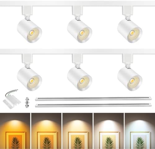 5-Color 6-Light LED Track Lighting Kit, 6.6FT H-Type, White