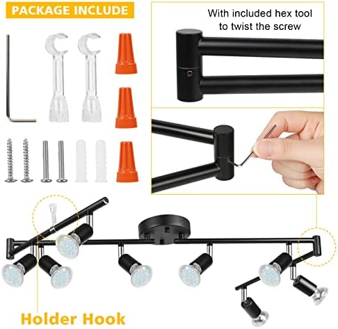 Unicozin 8-Light LED Track Lighting Kit, Black