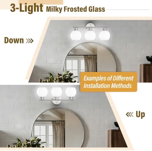 Brushed Nickel 3-Light Bathroom Vanity Light